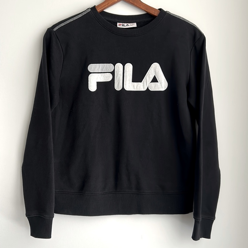 FILA Black White Vintage Long Sleeved Sweatshirt